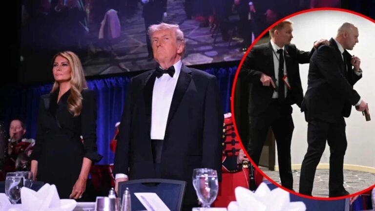 Evacúan de urgencia a Trump en cena corresponsales tras disparos VIDEO